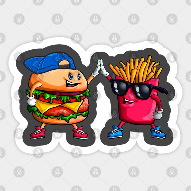 Cool High Five Hamburger Fries Friends Funny Combo Snacks  Sticker by Blink_Imprints10